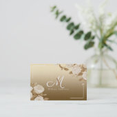Elegant Roos Gold Monogram Visitekaartje (Staand voorkant)