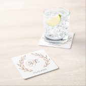 Elegant Roos Gold Monogram Weddenschap Kartonnen Onderzetters (Insitu)
