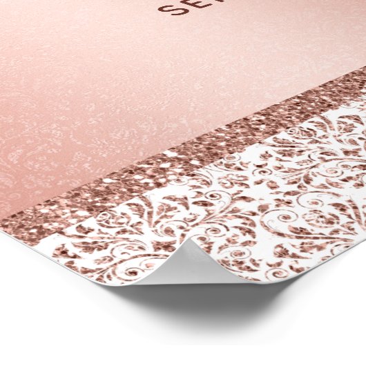 Elegant Roos Gold Monogram Weddenschap Welkom Poster (Hoek)