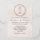 Elegant Roos Gold Monogram Wedding Folie Uitnodigi Folie Uitnodiging (Voorkant)