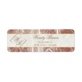 Elegant Roos Gold | Monogram witte marmer Etiket (Voorkant)