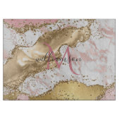 Elegant Roos Gold | Monogram witte marmer Snijplank (Voorkant)