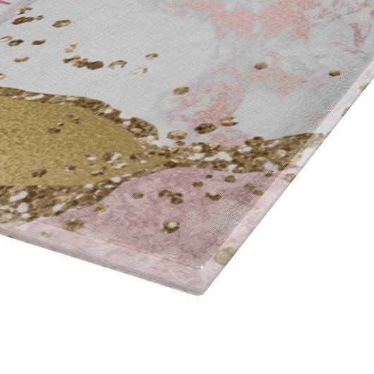 Elegant Roos Gold | Monogram witte marmer Snijplank (Hoek)