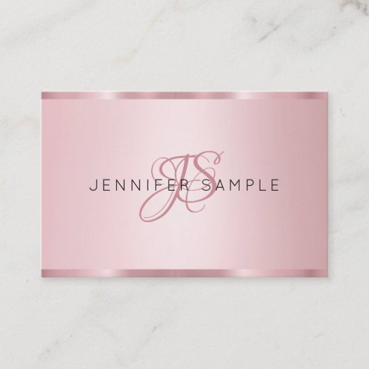 Elegant Roos Gold Monogrammed Modern Visitekaartje (Voorkant)