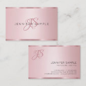 Elegant Roos Gold Monogrammed Modern Visitekaartje (Voorkant / Achterkant)
