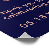 Elegant Roos Gold Navy Blue Bat Mitswa Welkom Poster (Hoek)