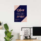 Elegant Roos Gold Navy Blue Bat Mitswa Welkom Poster (Thuiskantoor)