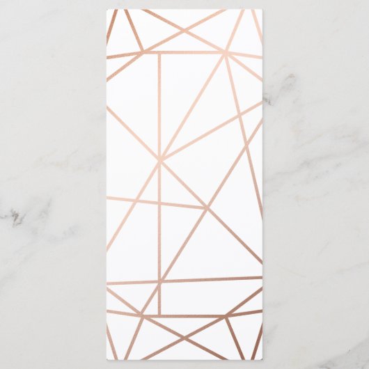 Elegant Roos Gold & Navy Blue Geometrisch 4x9 Menu (Achterkant)