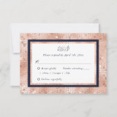 Elegant Roos Gold Navy Blue Script Weddenschap RSVP Kaartje (Voorkant)