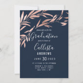 Elegant Roos Gold Navy laat foto-Afstuderen achter Kaart (Achterkant)