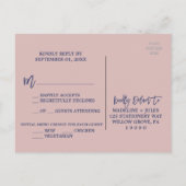 Elegant Roos Gold & Navy Menu Keuze RSVP-Briefkaar (Achterkant)