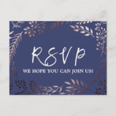 Elegant Roos Gold & Navy Menu Keuze RSVP-Briefkaar (Voorkant)