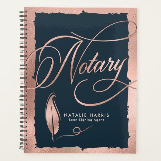 Elegant Roos Gold & Navy Notional Loan Agent  Planner (Voorkant)