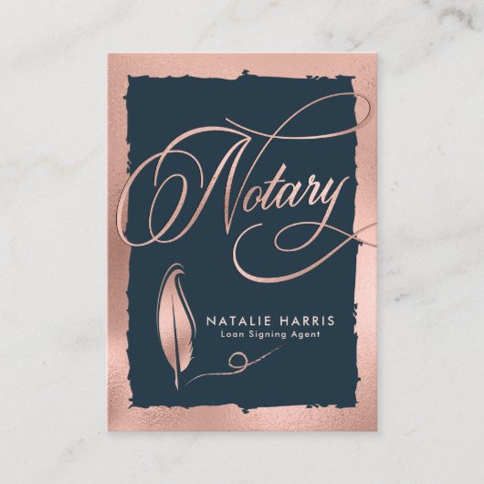 Elegant Roos Gold & Navy Notional Loan Agent  Visitekaartje (Voorkant)
