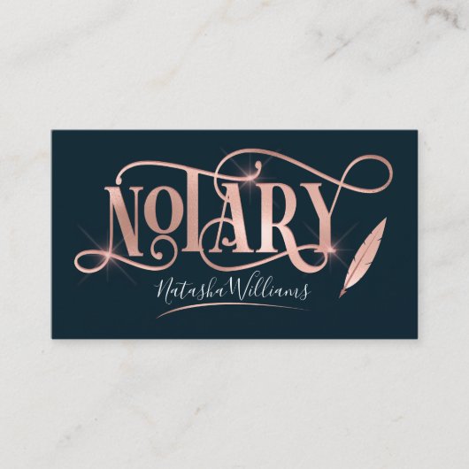 Elegant Roos Gold & Navy Visitekaartje (Voorkant)