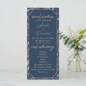 Elegant Roos Gold & Navy Wedding Program (Staand voorkant)