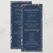 Elegant Roos Gold & Navy Wedding Program (Voorkant / Achterkant)