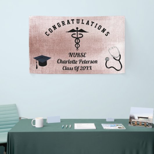 Elegant Roos Gold Nurse Graduation Party  Spandoek (Beurs)