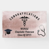 Elegant Roos Gold Nurse Graduation Party  Spandoek (Horizontaal)