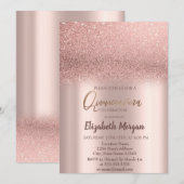 Elegant Roos Gold Ombre Quinceañera Uitnodiging (Voorkant / Achterkant)