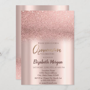 Elegant Roos Gold Ombre Quinceañera Uitnodiging