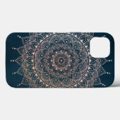 Elegant Roos Gold op Blauwgroen Floral Henna Manda Case-Mate iPhone Case (Achterkant (horizontaal))