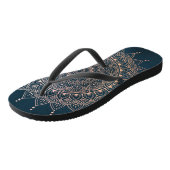 Elegant Roos Gold op Blauwgroen Floral Henna Manda Teenslippers (Schuin)