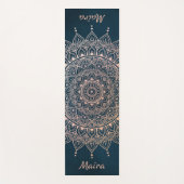 Elegant Roos Gold op Blauwgroen Floral Henna Manda Yogamat (Voorkant)