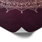 Elegant Roos Gold op Bourgogne Floral Henna Mandal Poster (Hoek)