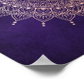 Elegant Roos Gold op Paarse Floral Henna Mandala Poster (Hoek)