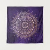 Elegant Roos Gold op Paarse Floral Henna Mandala Wandkleed (Voorkant (horizontaal))