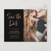 Elegant Roos Gold op zwart | De foto bewaart de Da Aankondigingskaart (Voorkant)