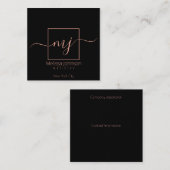 Elegant Roos Gold op zwart Vierkante Visitekaartje (Voorkant / Achterkant)