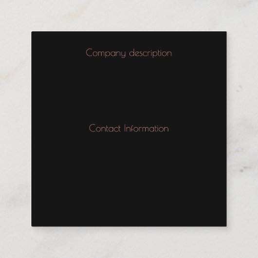 Elegant Roos Gold op zwart Vierkante Visitekaartje (Achterkant)