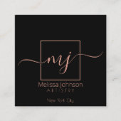 Elegant Roos Gold op zwart Vierkante Visitekaartje (Voorkant)