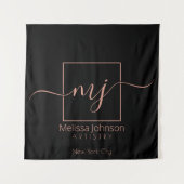 Elegant Roos Gold op zwart Wandkleed (Voorkant)