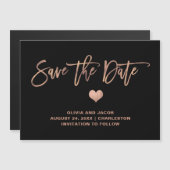 Elegant Roos Gold op zwart-wit en hart sparen de d Magnetische Uitnodiging (Voorkant / Achterkant)