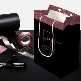 Elegant Roos Gold op zwart-wittas Medium Cadeauzakje