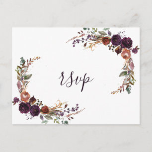 Elegant Roos Gold Paars Wedding RSVP Briefkaart