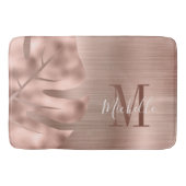 Elegant Roos Gold Palm Leaf Monogram Badmat (Voorkant)