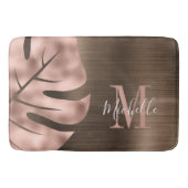 Elegant Roos Gold Palm Leaf Monogram Badmat (Voorkant)