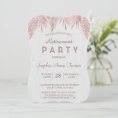 Elegant Roos Gold Palm Leaves Retirement Party Kaart (Staand voorkant)