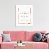 Elegant Roos Gold Palm Tree Marble Weddenschap Wel Canvas Afdruk (Insitu (Woonkamer))