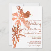Elegant Roos Gold Palm Trees Tropical Wedding Kaart (Voorkant)