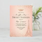 Elegant Roos Gold Paris Theme Sweet 16 Verjaardag Kaart (Staand voorkant)