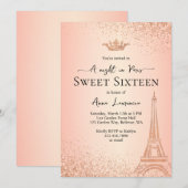 Elegant Roos Gold Paris Theme Sweet 16 Verjaardag Kaart (Voorkant / Achterkant)