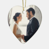 Elegant Roos Gold Passen getrouwd Weddenfoto Keramisch Ornament (Links)