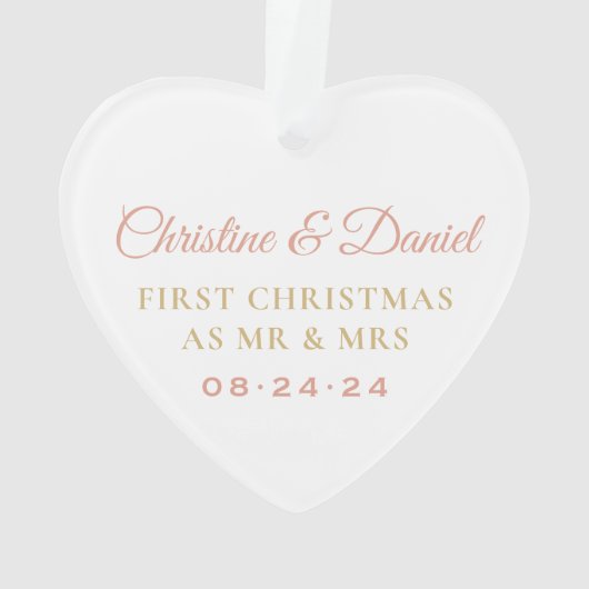 Elegant Roos Gold Passen getrouwd Weddenfoto Ornament (achterkant)