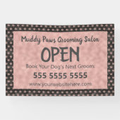 Elegant Roos Gold Paw Drukt Pet Business af Spandoek (Horizontaal)