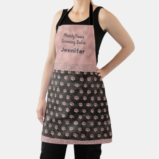Elegant Roos Gold Paw Prins Dog Grooming Salon Schort (Insitu)